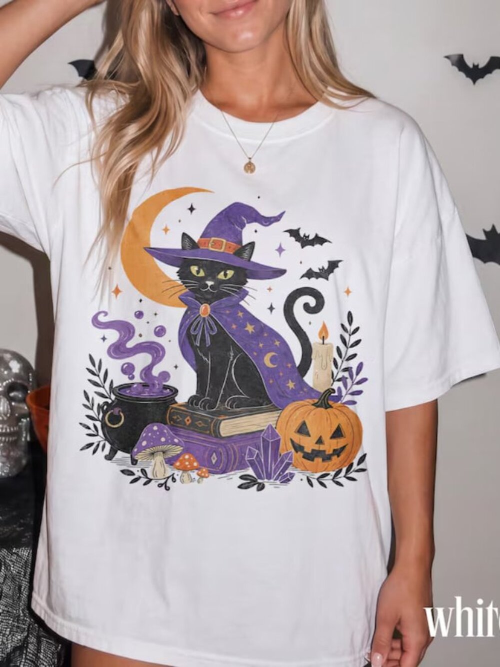 Witch Cat Halloween Shirt, Halloween Tee, Autumn Gift